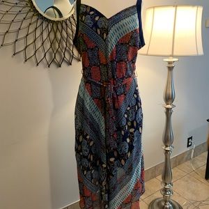 Multicolored handkerchief dress with tie waist